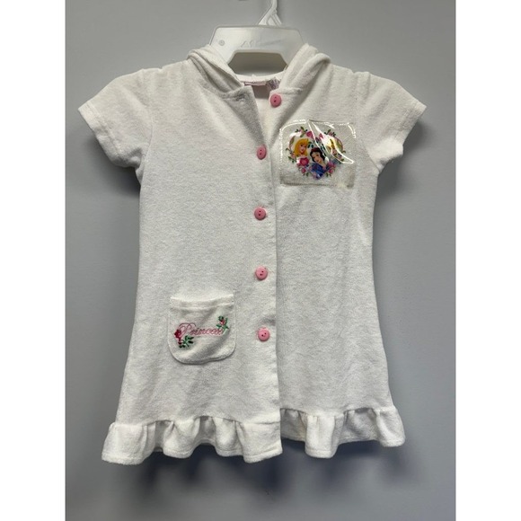 Disney Princess Other - Disney Princess Girls White Terry Hooded Swim Cover-Up Dress Size M 5 Snow White